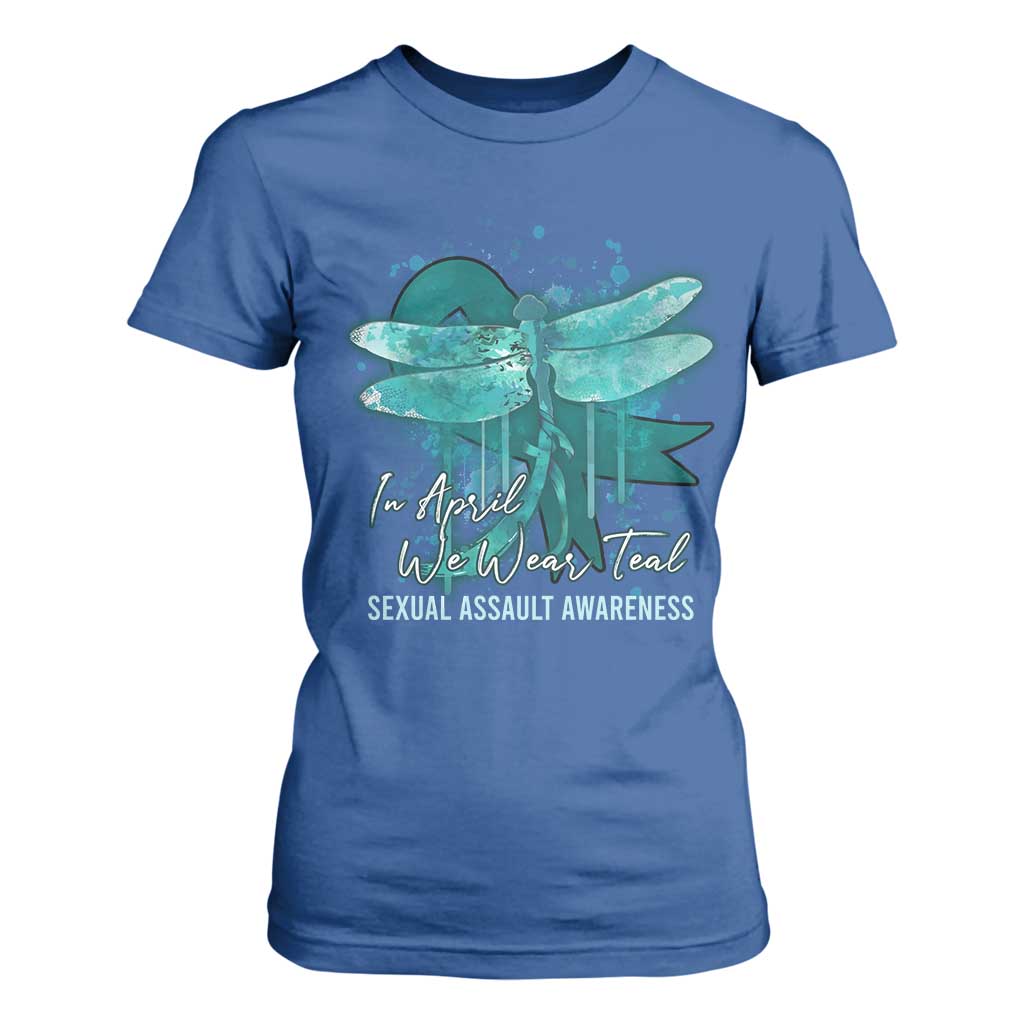Sexual Assault Prevention Support T Shirt For Women In April We Wear Teal Ribbon Butterfly