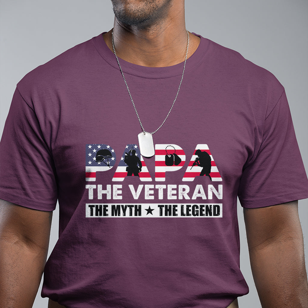 papa-the-veteran-the-myth-the-legend-patriotic-veteran-dad-proud-dad-fathers-day-gifts-for-dad-grandpa-t-shirt