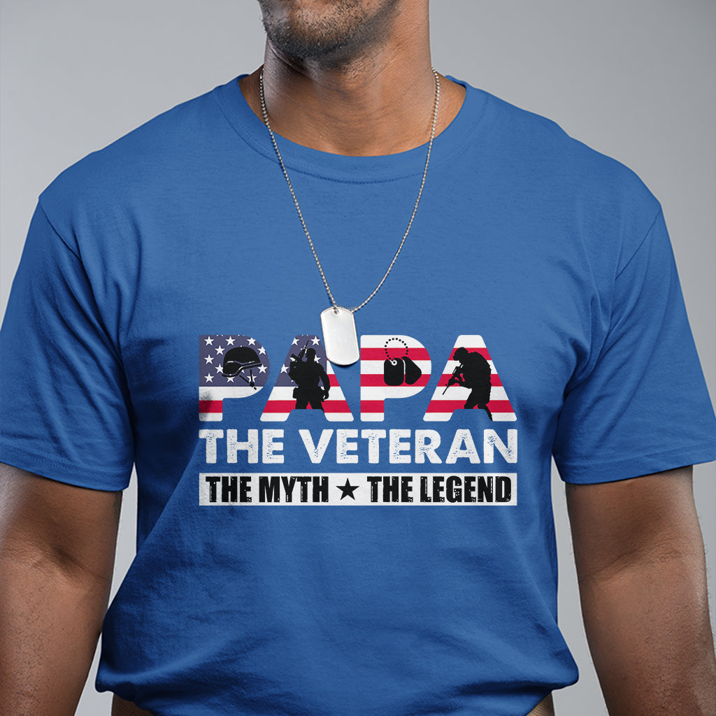 papa-the-veteran-the-myth-the-legend-patriotic-veteran-dad-proud-dad-fathers-day-gifts-for-dad-grandpa-t-shirt