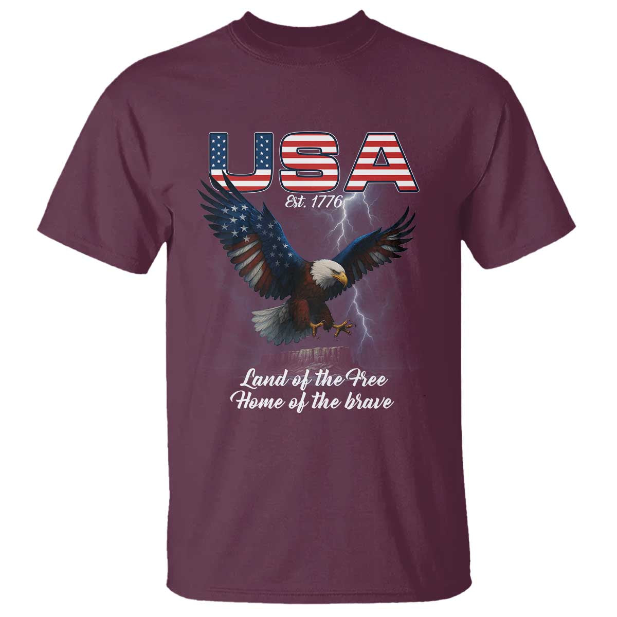 bold-patriotic-american-eagle-t-shirt-land-of-the-free-home-of-the-brave-est-1776