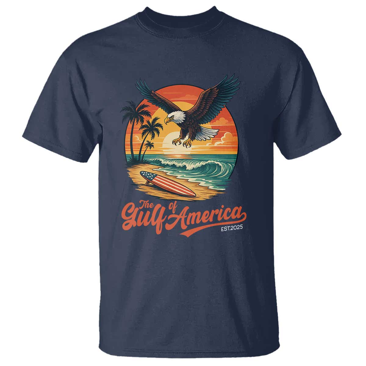 gulf-of-america-2025-bald-eagle-t-shirt-vintage-patriotic-beach-sunset-4th-of-july