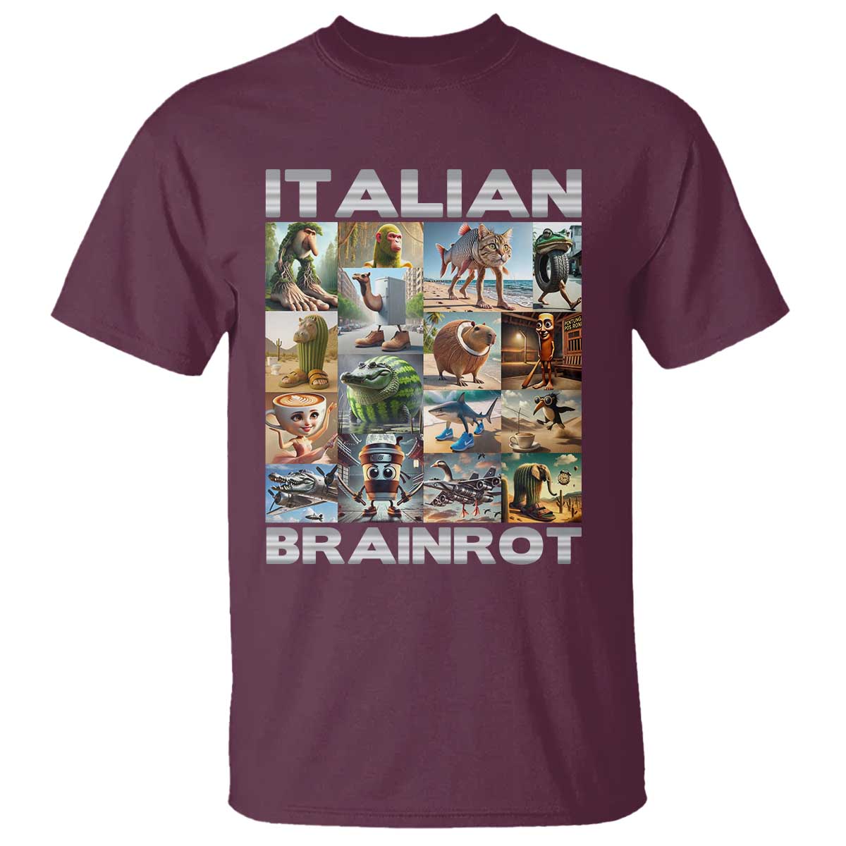 funny-italian-brainrot-meme-art-t-shirt-surreal-humor-pop-culture-collage