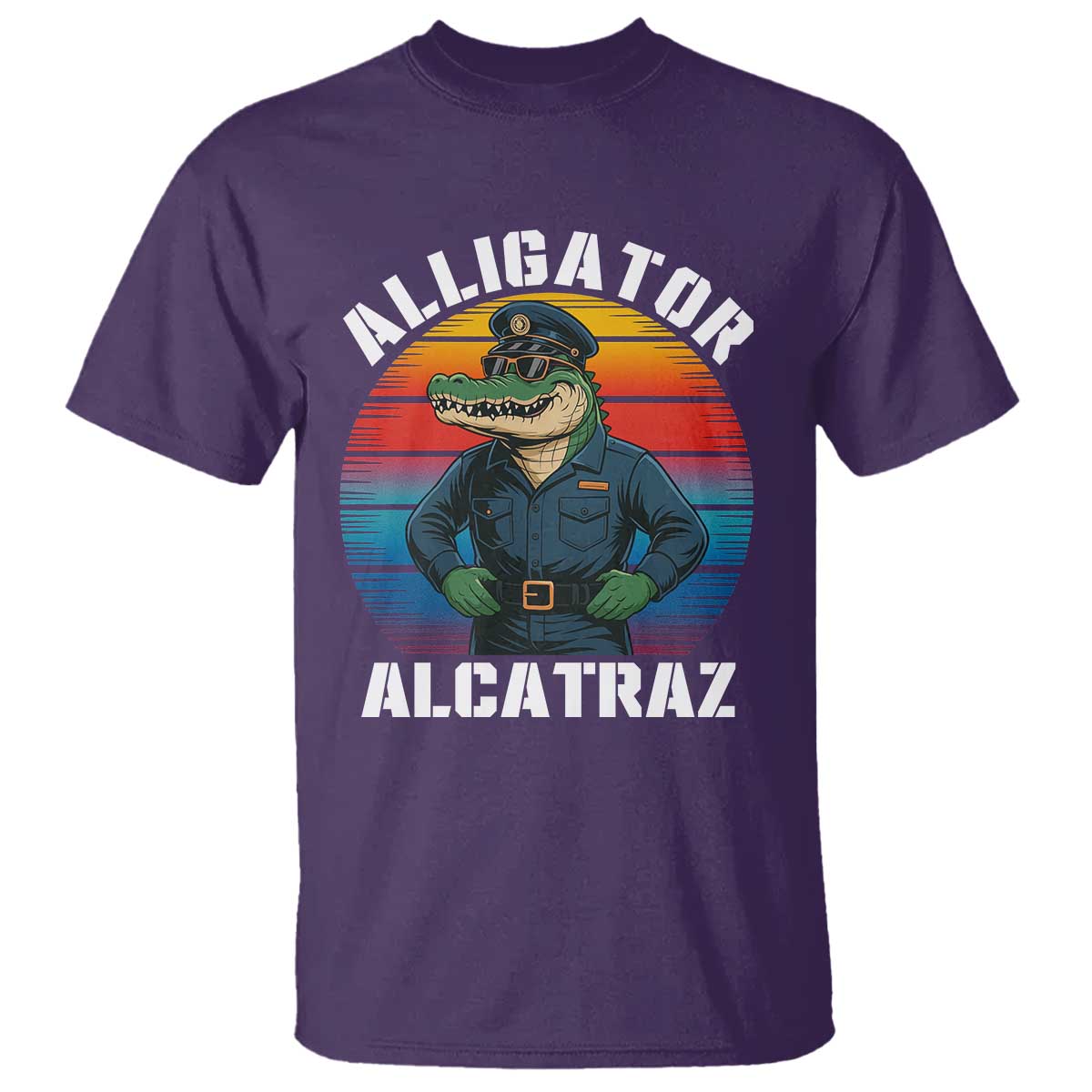 alligator-alcatraz-florida-t-shirt-funny-gator-cop-political-humor-retro-sunset