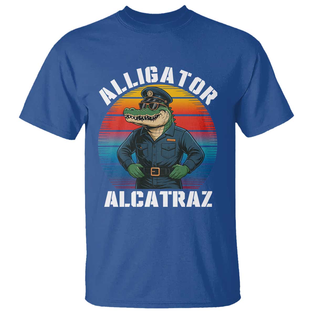 alligator-alcatraz-florida-t-shirt-funny-gator-cop-political-humor-retro-sunset