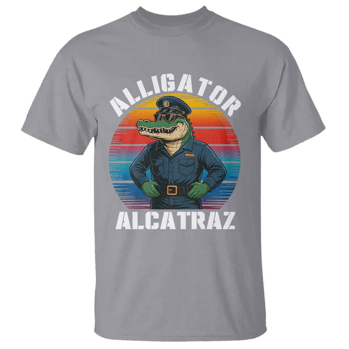 alligator-alcatraz-florida-t-shirt-funny-gator-cop-political-humor-retro-sunset