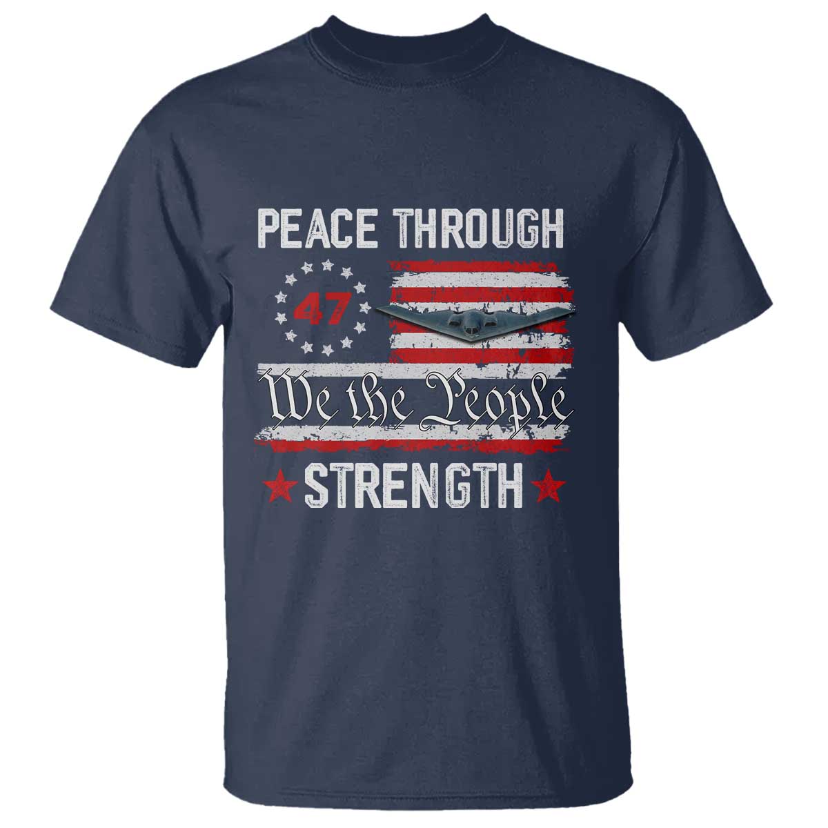 peace-through-strength-t-shirt-patriotic-midnight-hammer-jet-american-flag
