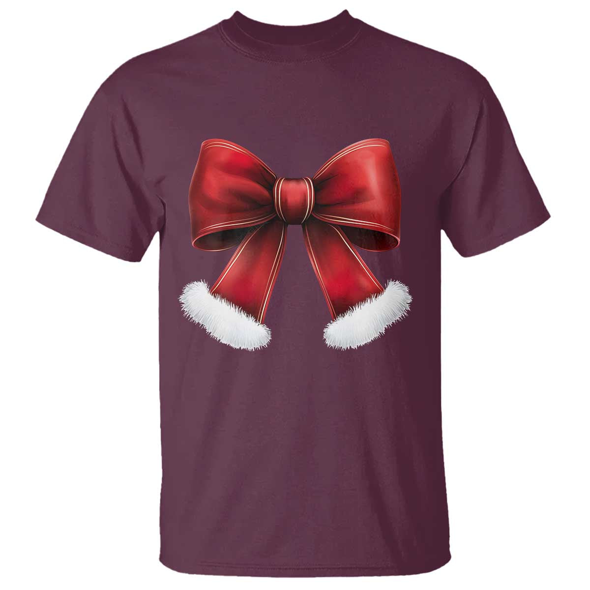 red-coquette-bow-santa-retro-christmas-vibe-t-shirt