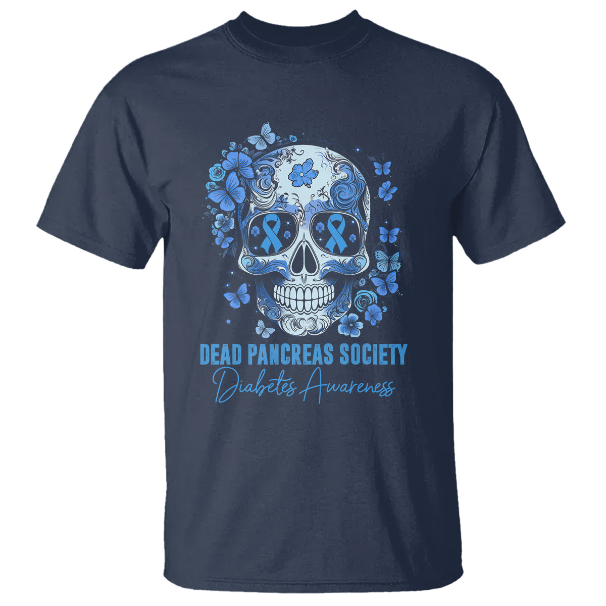 blue-sugar-skull-dead-pancreas-society-diabetes-awareness-t-shirt