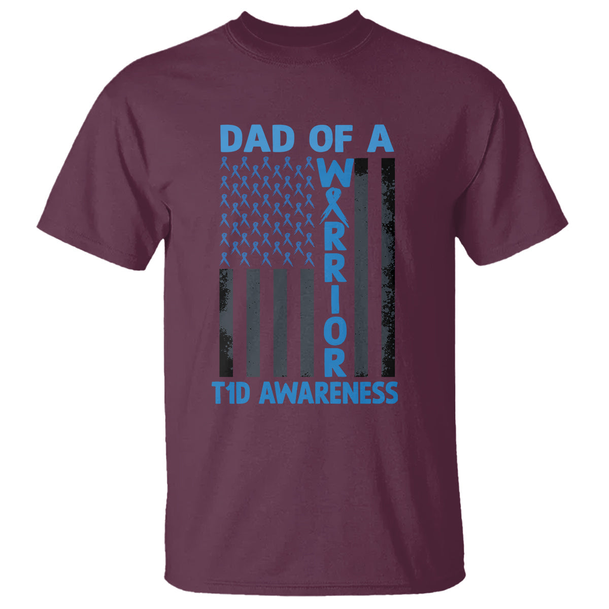 blue-american-flag-dad-of-a-warrior-t1d-awareness-t-shirt