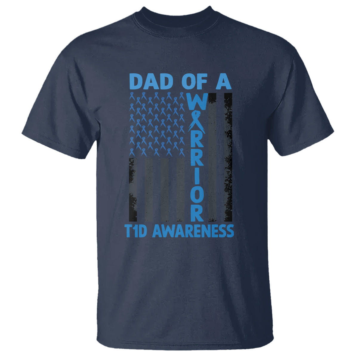 blue-american-flag-dad-of-a-warrior-t1d-awareness-t-shirt
