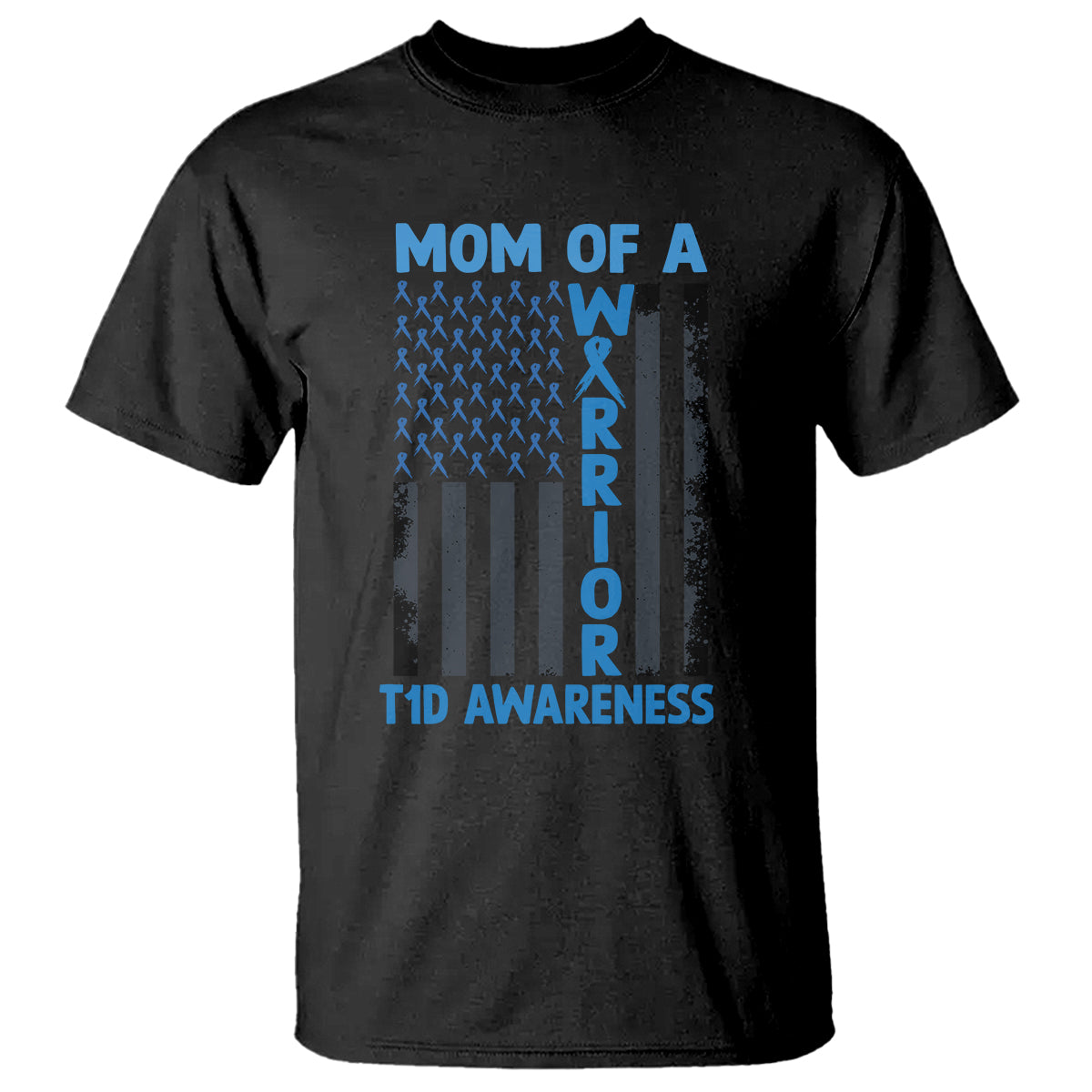 blue-american-flag-mom-of-a-warrior-t1d-awareness-t-shirt