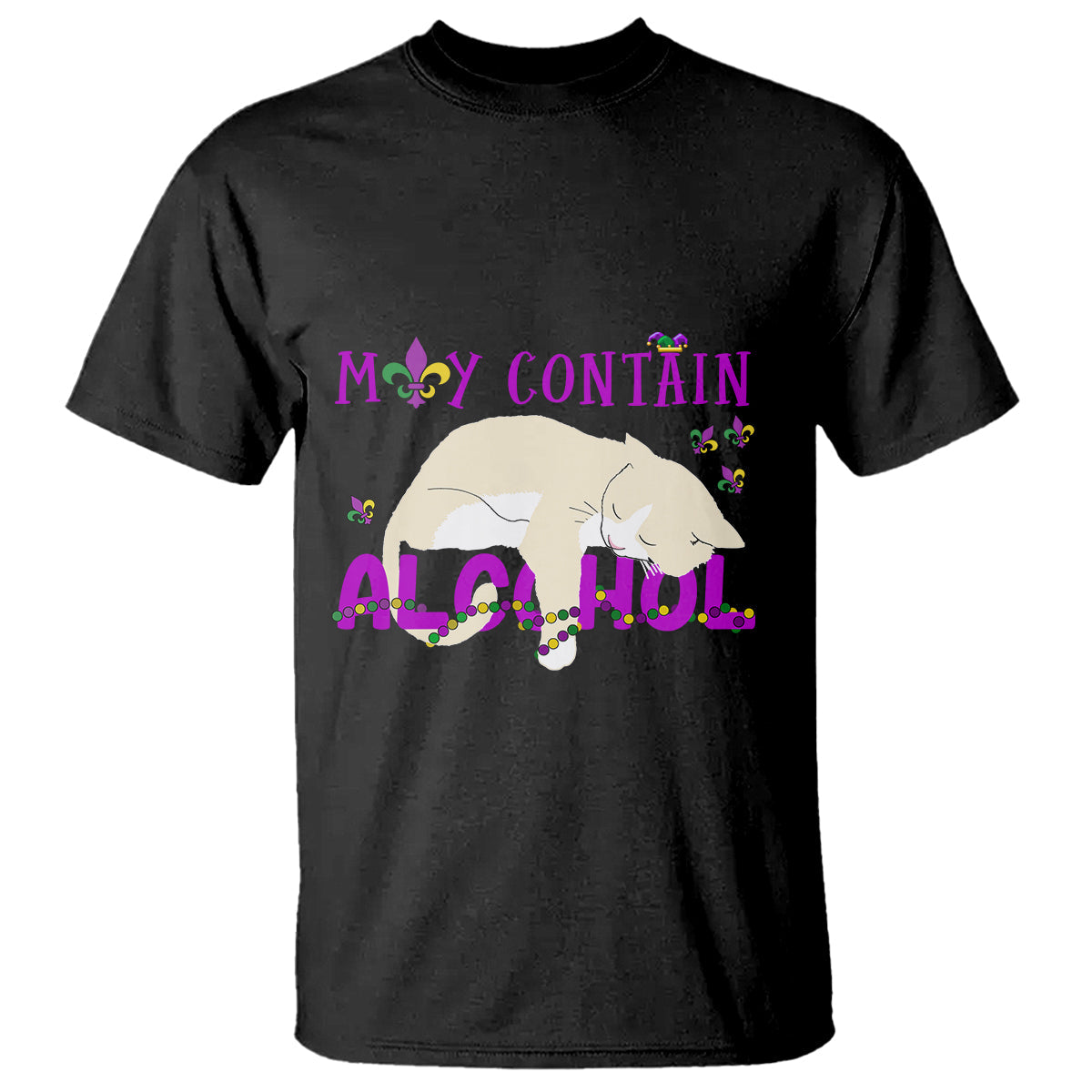 funny-mardi-gras-drunk-cat-t-shirt-may-contain-alcohol-drinking-lover-1