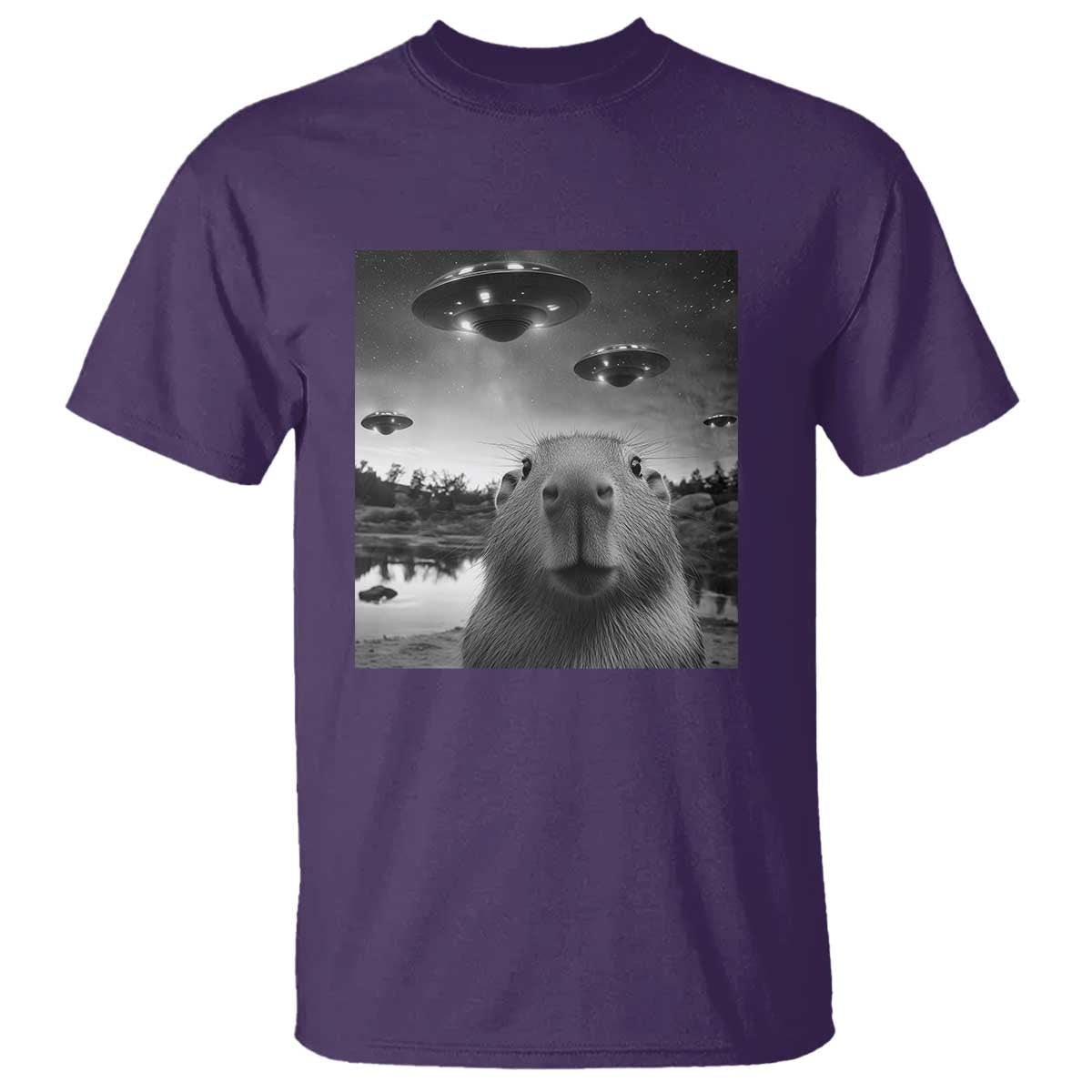 funny-capybara-t-shirt-selfie-with-ufos-capy-meme-graphic