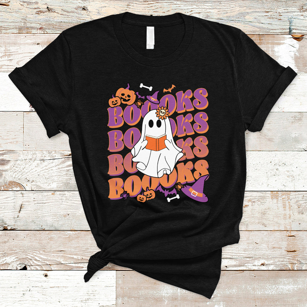 halloween-t-shirt-boooks-ghosts-tee-funny-halloween-casual-shirt-book-loving-teacher-outfit-bookworm