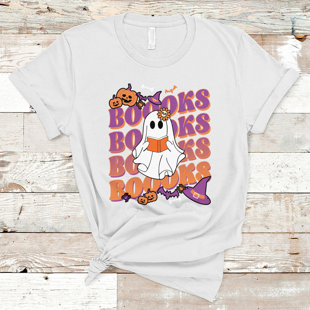 halloween-t-shirt-boooks-ghosts-tee-funny-halloween-casual-shirt-book-loving-teacher-outfit-bookworm