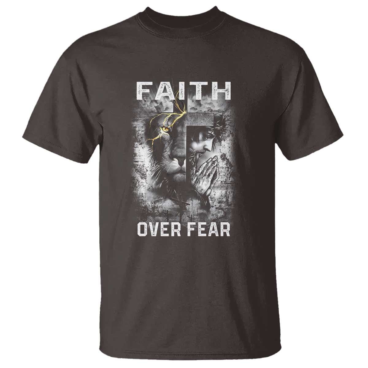 christian-t-shirt-faith-over-fear-jesus-lion