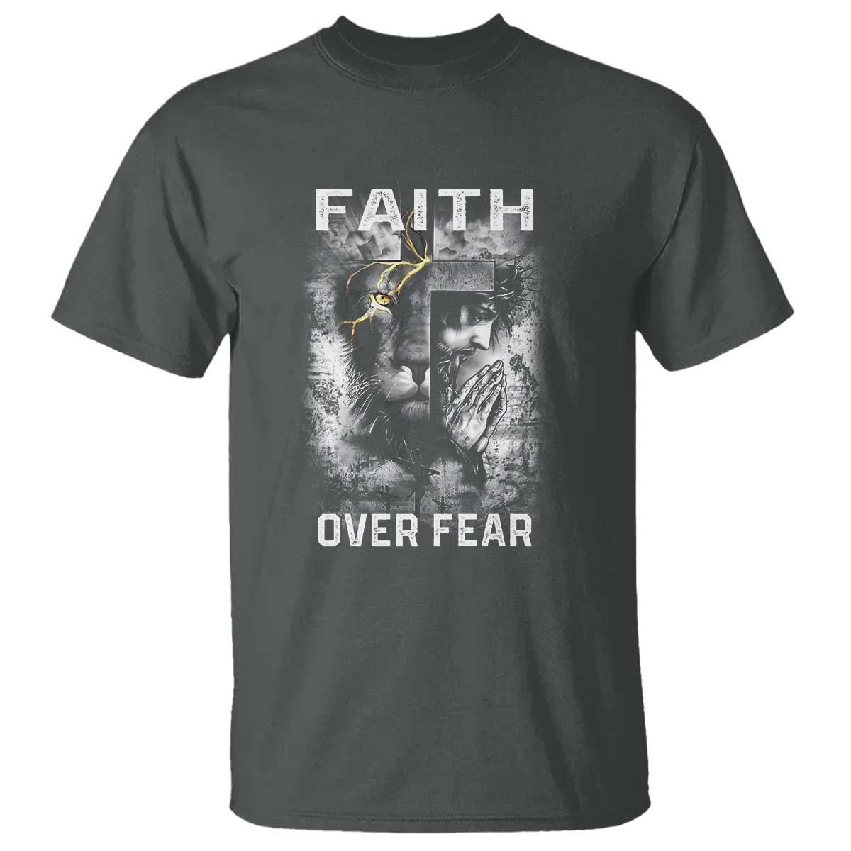 christian-t-shirt-faith-over-fear-jesus-lion