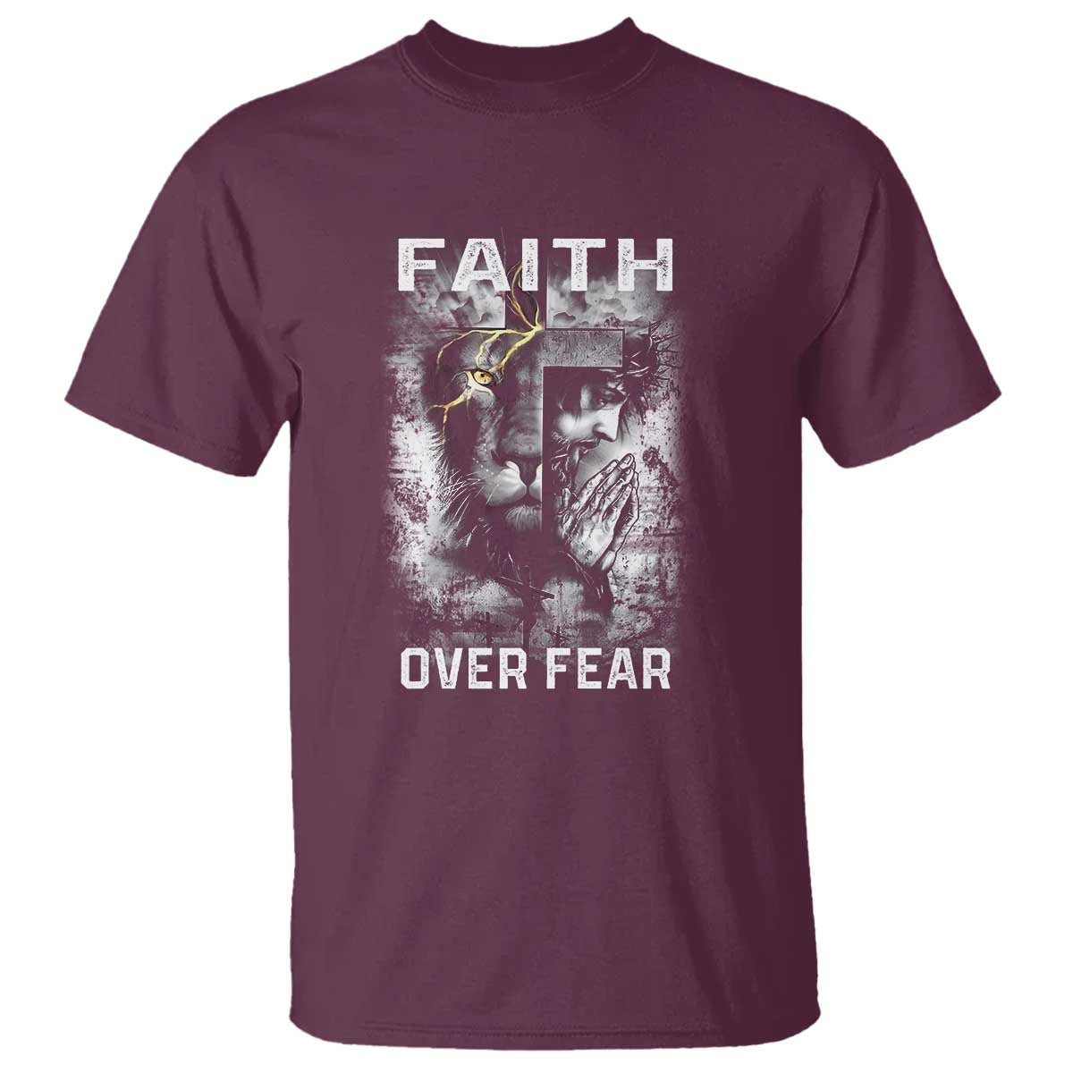 christian-t-shirt-faith-over-fear-jesus-lion