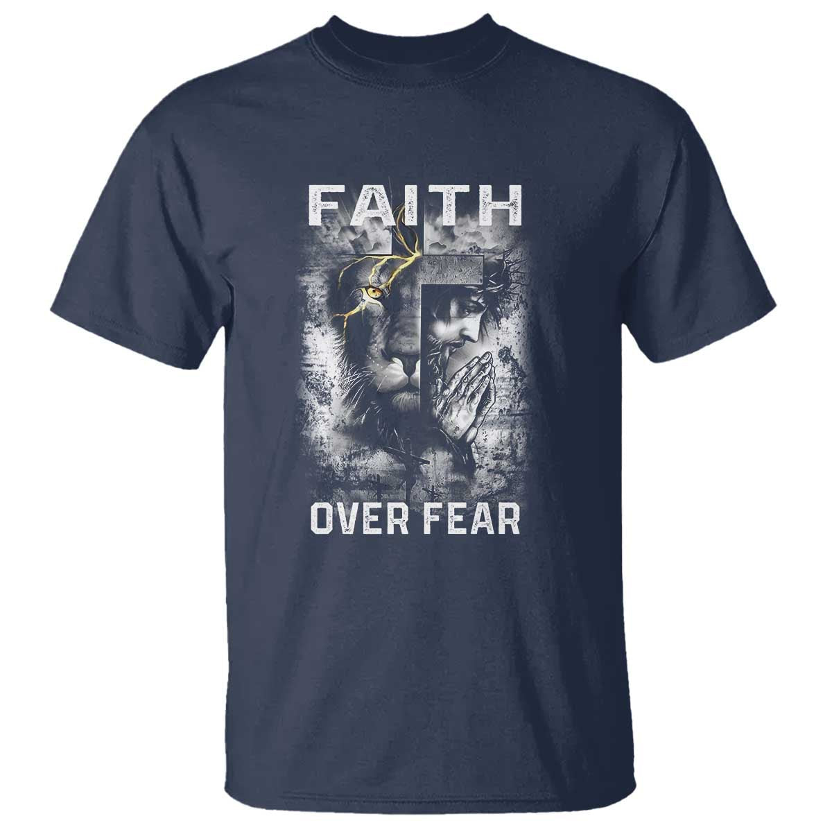 christian-t-shirt-faith-over-fear-jesus-lion