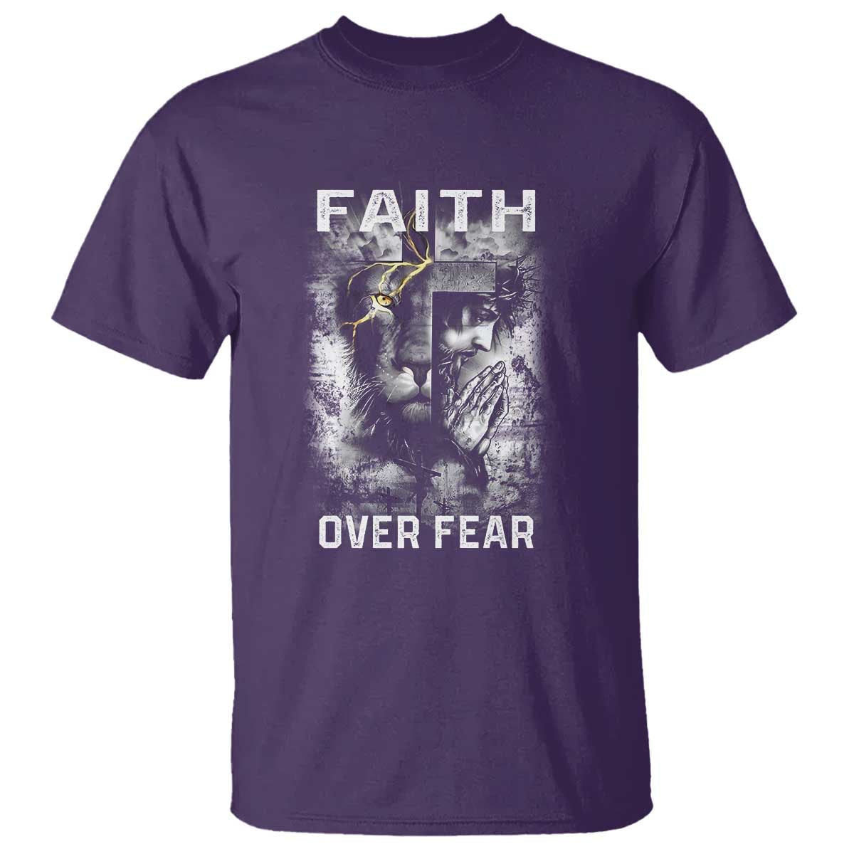 christian-t-shirt-faith-over-fear-jesus-lion