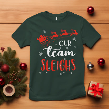 our-team-sleigh-christmas-santa-reindeer-office-staff-t-shirt