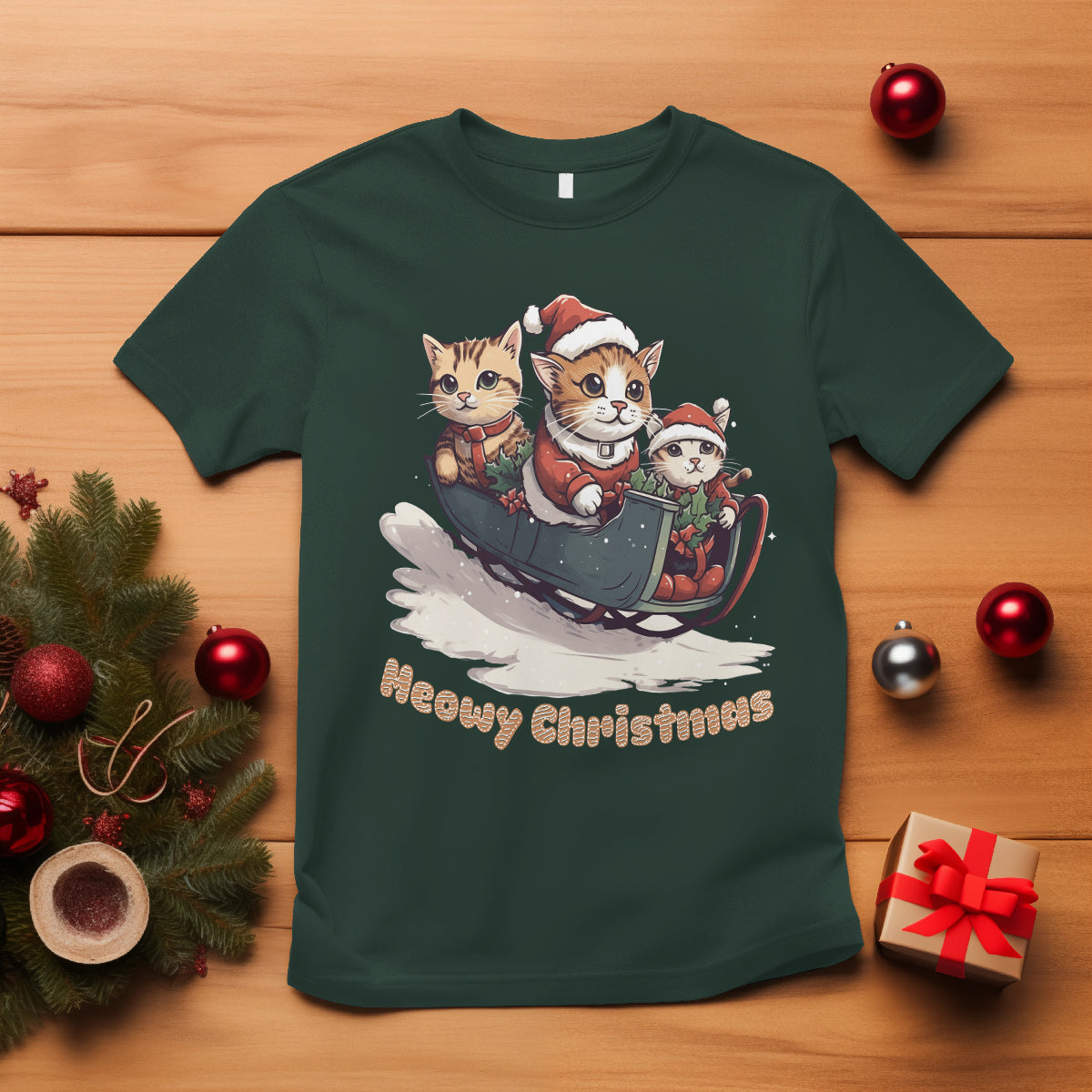 cat-sleigh-meowy-christmas-holiday-santa-hat-t-shirt