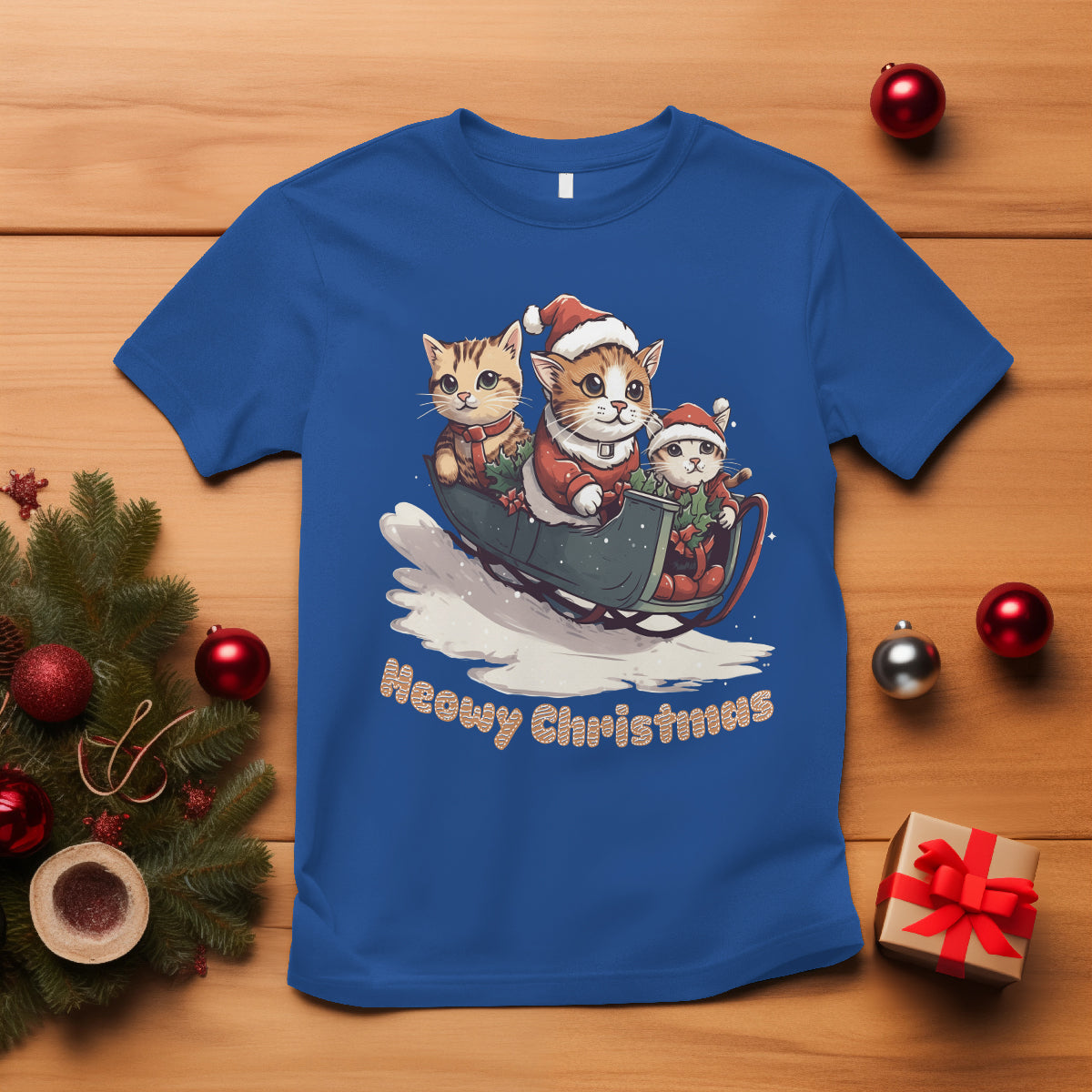 cat-sleigh-meowy-christmas-holiday-santa-hat-t-shirt