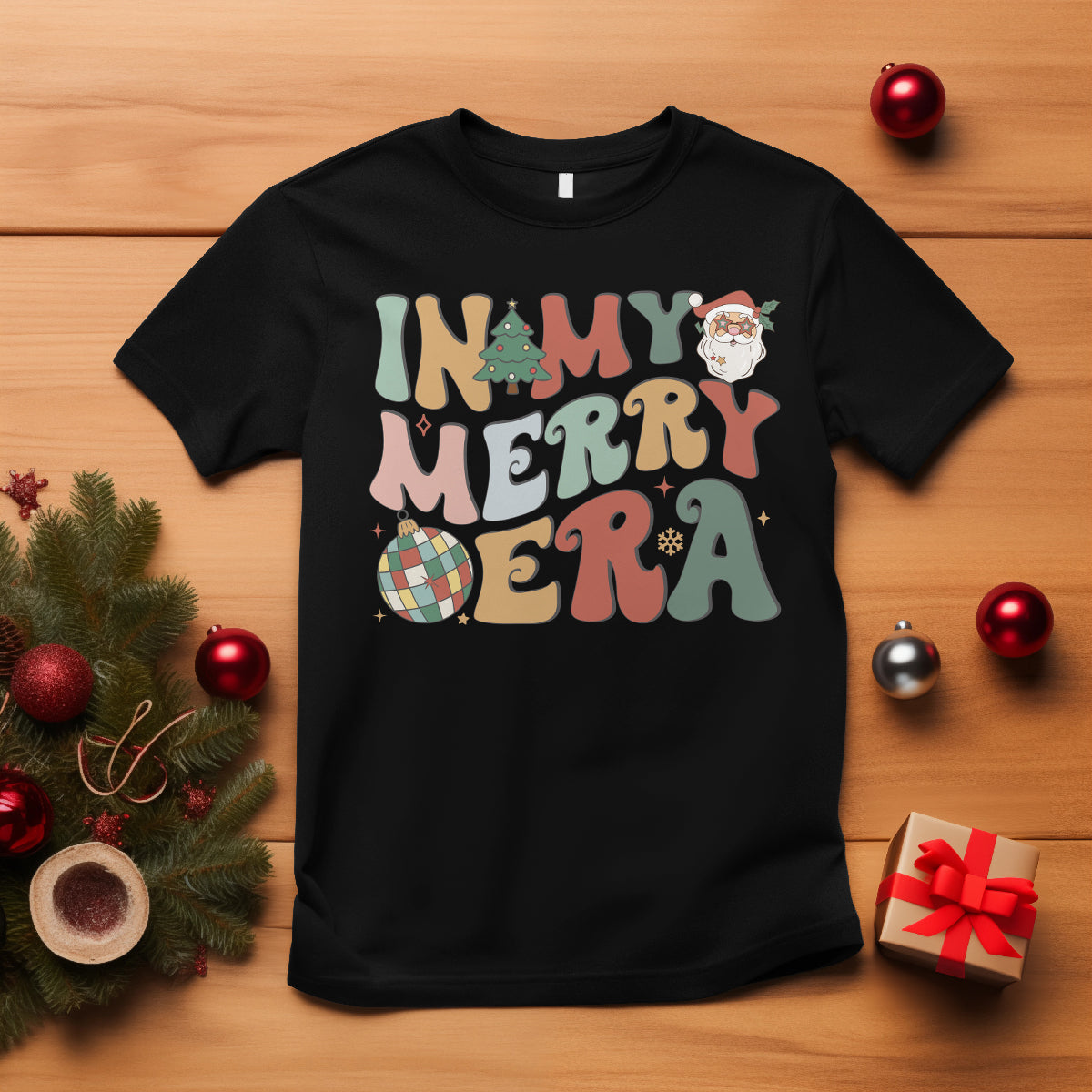 in-my-merry-era-retro-groovy-christmas-santa-disco-ball-t-shirt