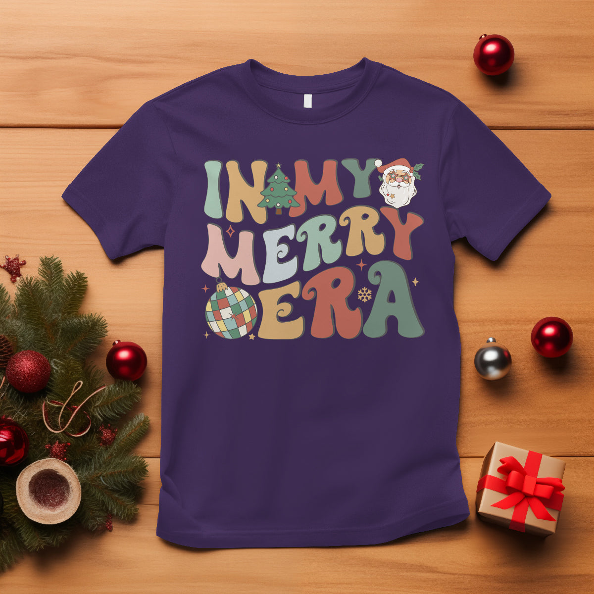 in-my-merry-era-retro-groovy-christmas-santa-disco-ball-t-shirt