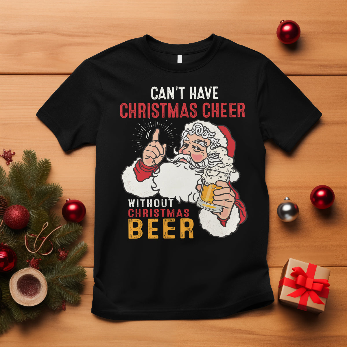 cant-have-christmas-cheer-without-christmas-beer-santa-drinking-t-shirt
