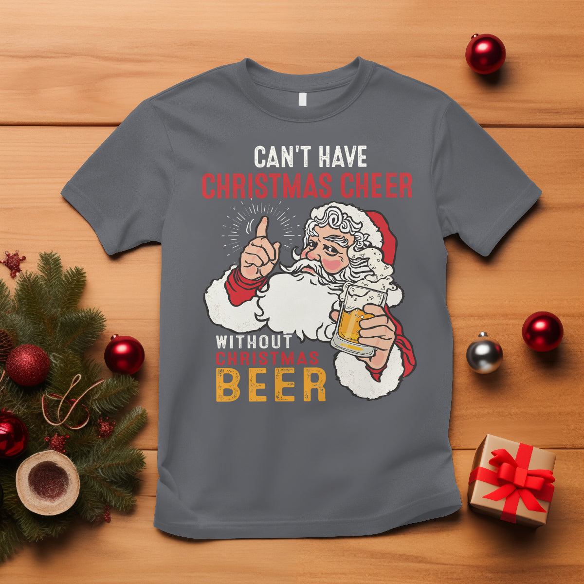 cant-have-christmas-cheer-without-christmas-beer-santa-drinking-t-shirt