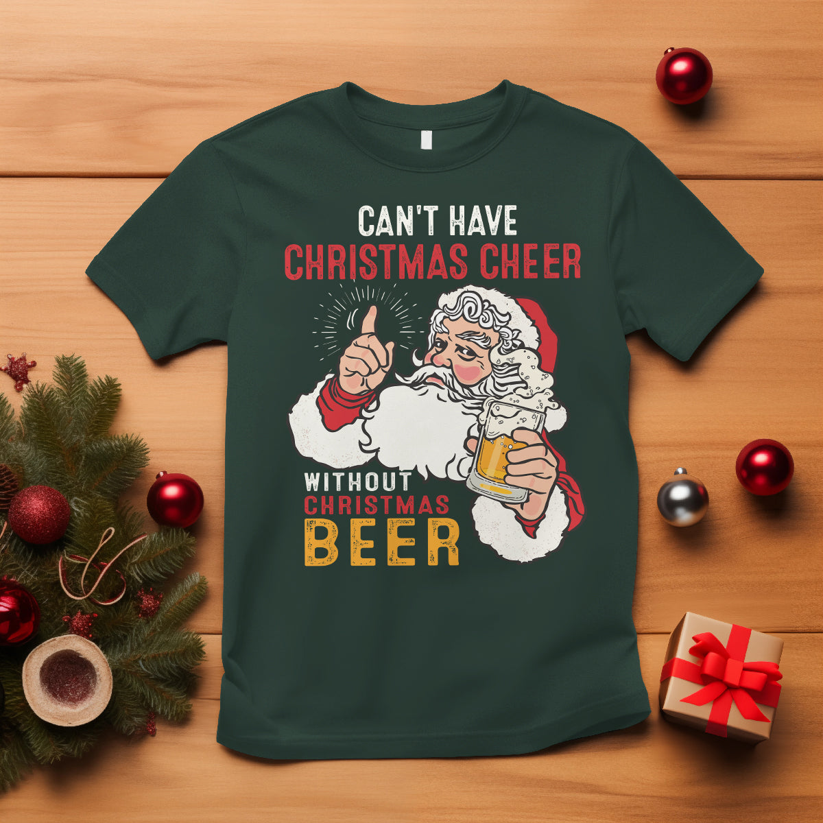 cant-have-christmas-cheer-without-christmas-beer-santa-drinking-t-shirt