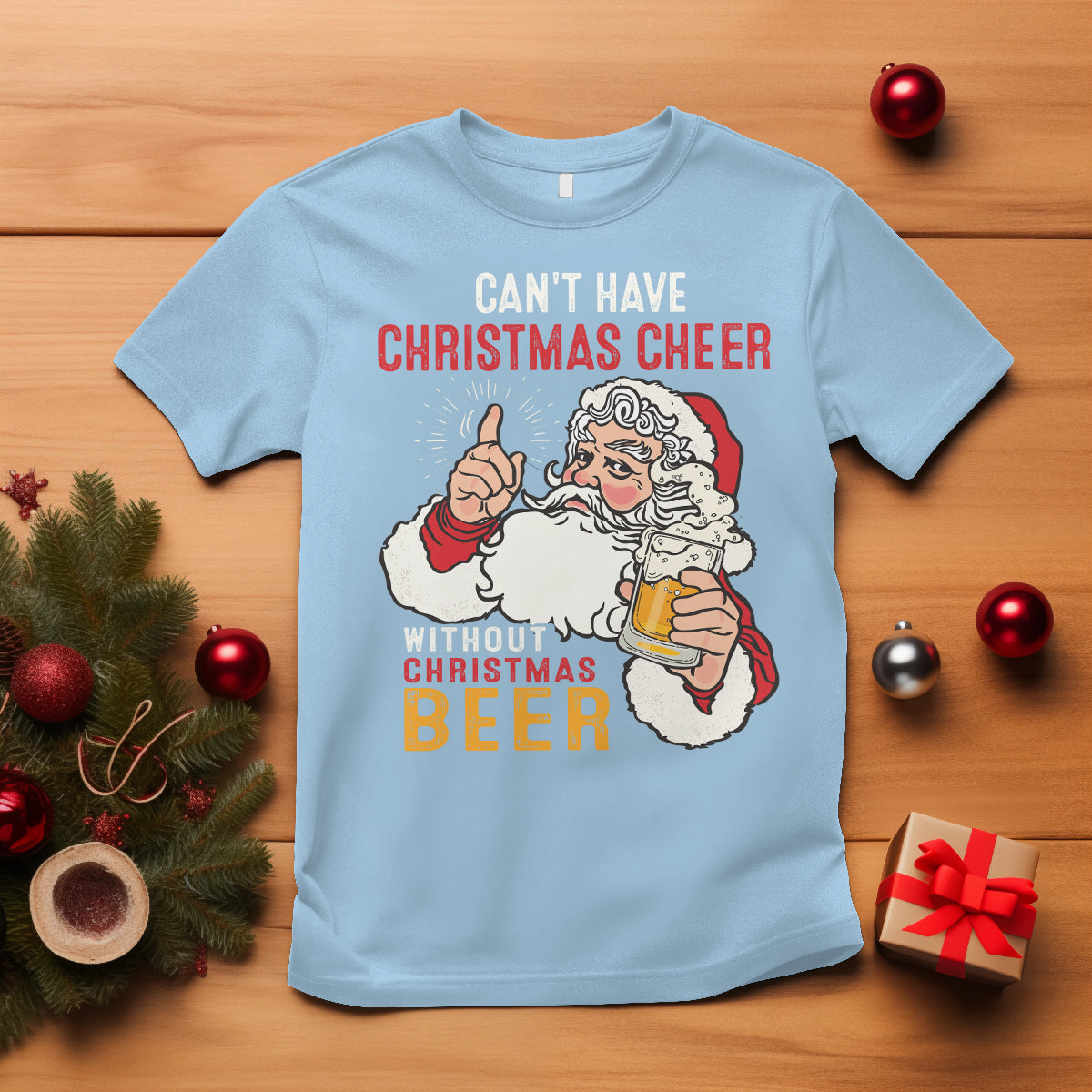 cant-have-christmas-cheer-without-christmas-beer-santa-drinking-t-shirt