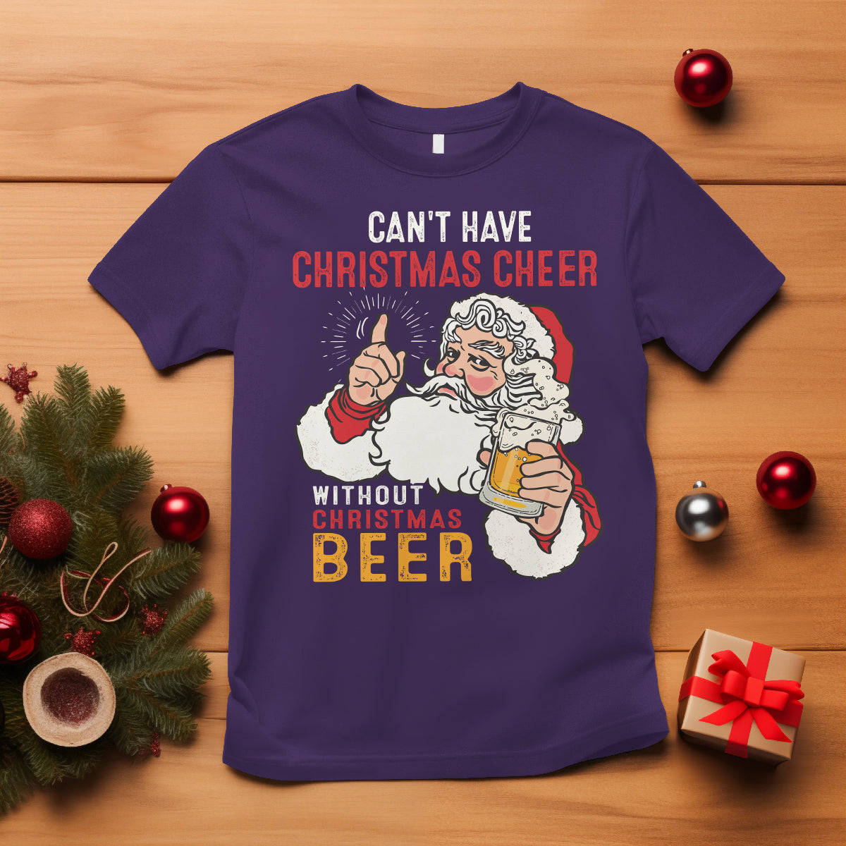cant-have-christmas-cheer-without-christmas-beer-santa-drinking-t-shirt