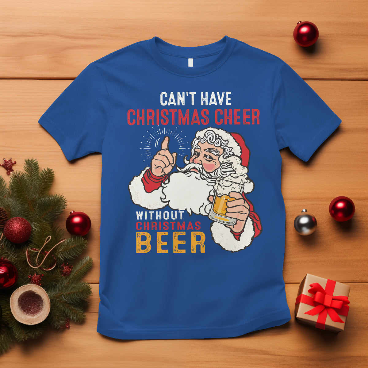 cant-have-christmas-cheer-without-christmas-beer-santa-drinking-t-shirt
