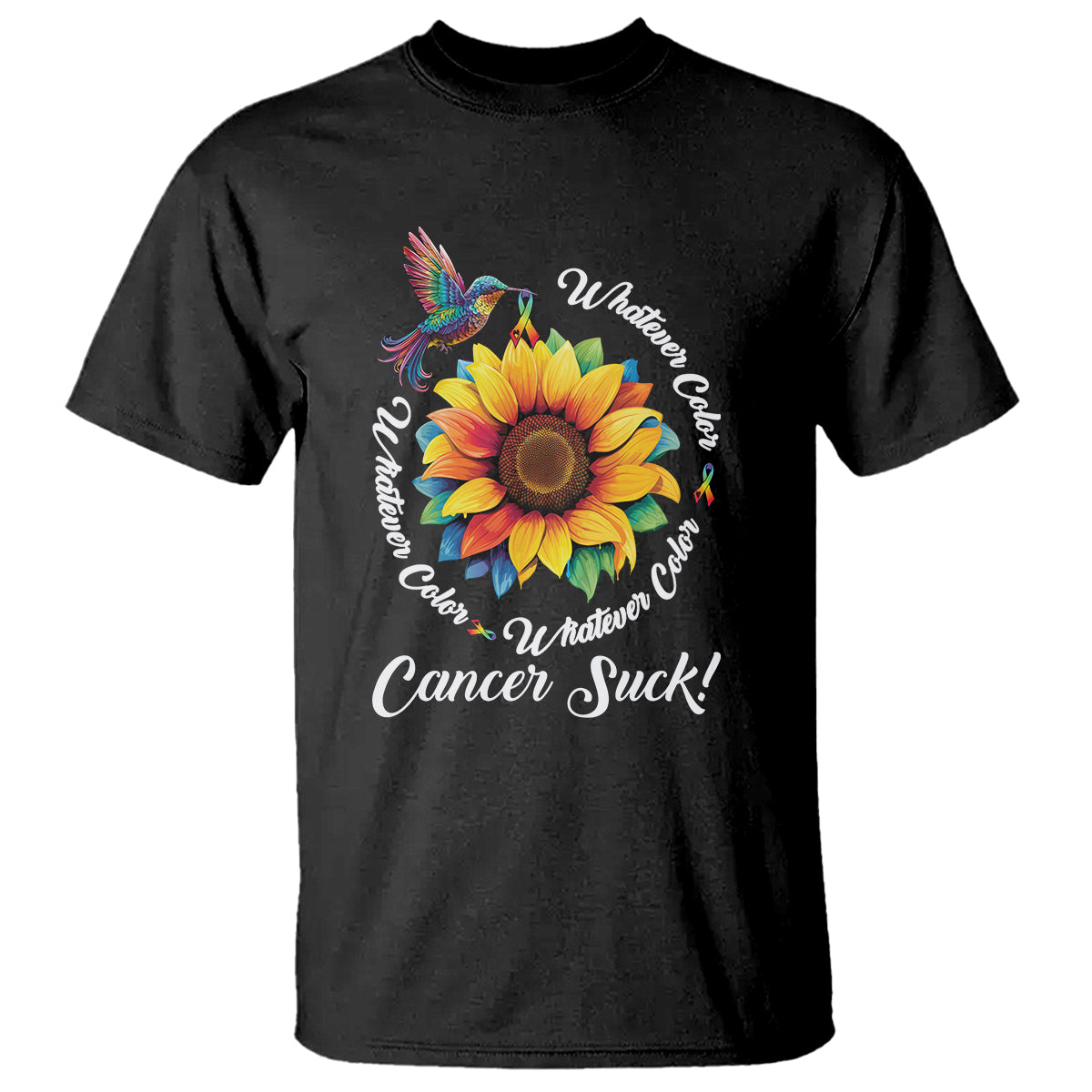 whatever-color-cancer-sucks-fight-cancer-rainbow-ribbons-sunflower-and-bird-t-shirt