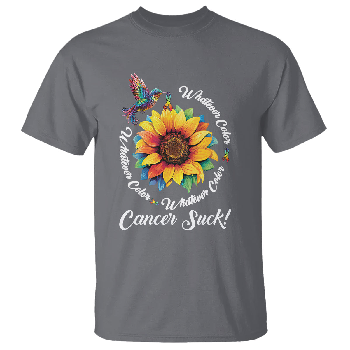 whatever-color-cancer-sucks-fight-cancer-rainbow-ribbons-sunflower-and-bird-t-shirt