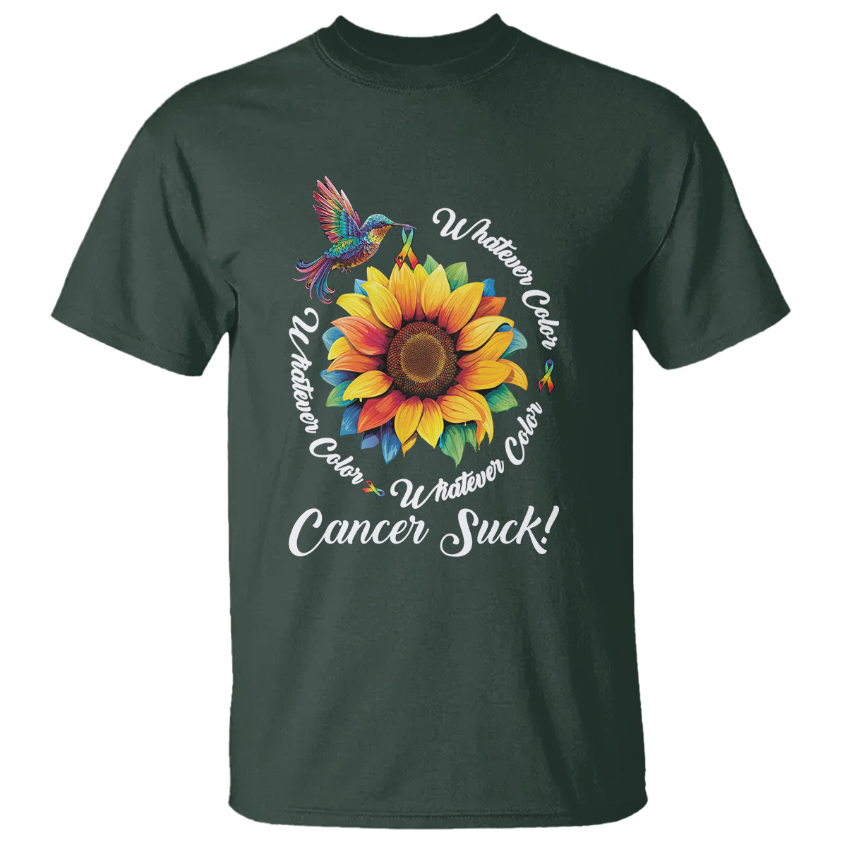 whatever-color-cancer-sucks-fight-cancer-rainbow-ribbons-sunflower-and-bird-t-shirt