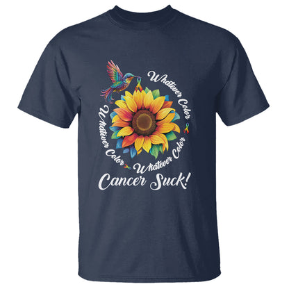 whatever-color-cancer-sucks-fight-cancer-rainbow-ribbons-sunflower-and-bird-t-shirt