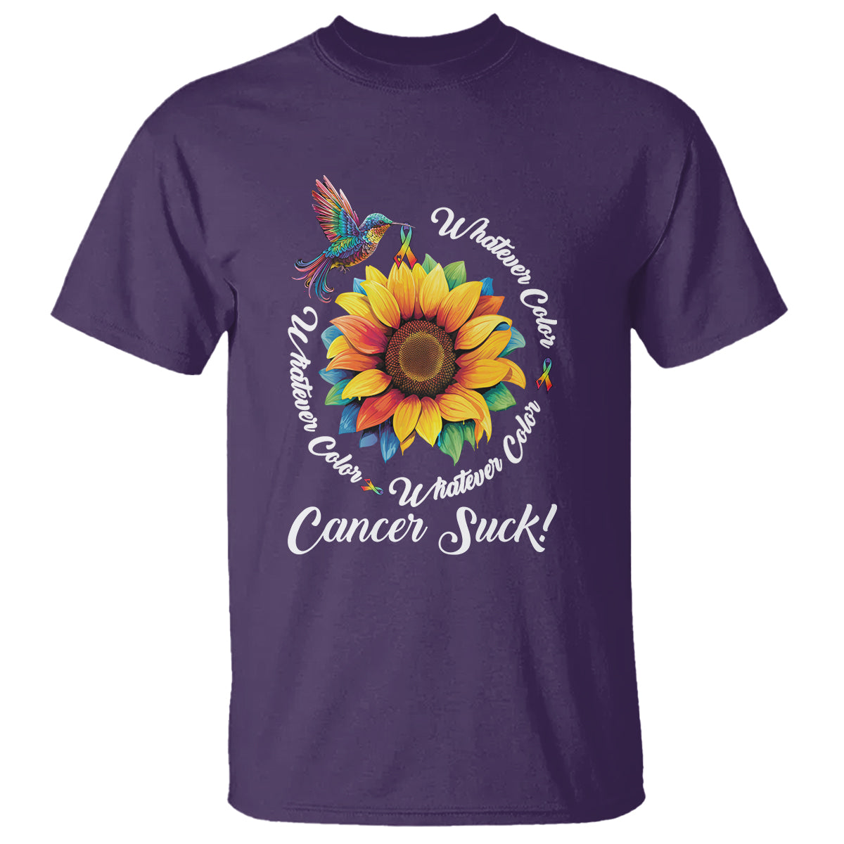 whatever-color-cancer-sucks-fight-cancer-rainbow-ribbons-sunflower-and-bird-t-shirt