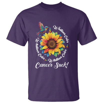 whatever-color-cancer-sucks-fight-cancer-rainbow-ribbons-sunflower-and-bird-t-shirt