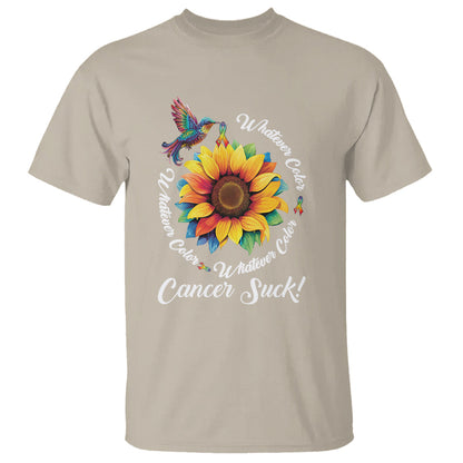 whatever-color-cancer-sucks-fight-cancer-rainbow-ribbons-sunflower-and-bird-t-shirt