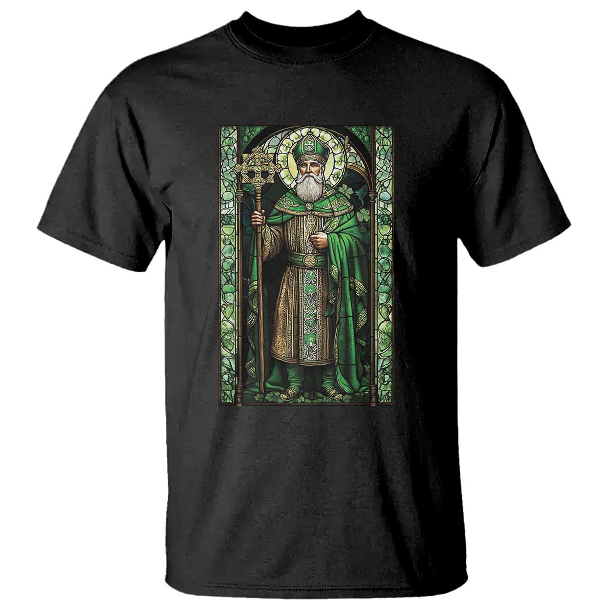 st-patricks-day-t-shirt-saint-patrick-art-aesthetic-stained-glass