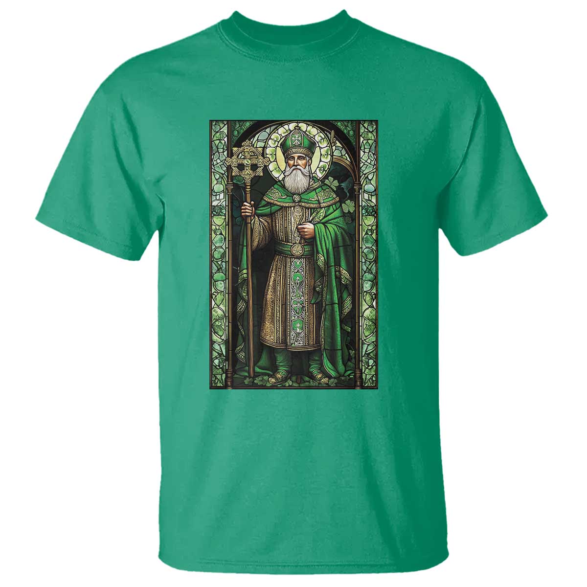 st-patricks-day-t-shirt-saint-patrick-art-aesthetic-stained-glass