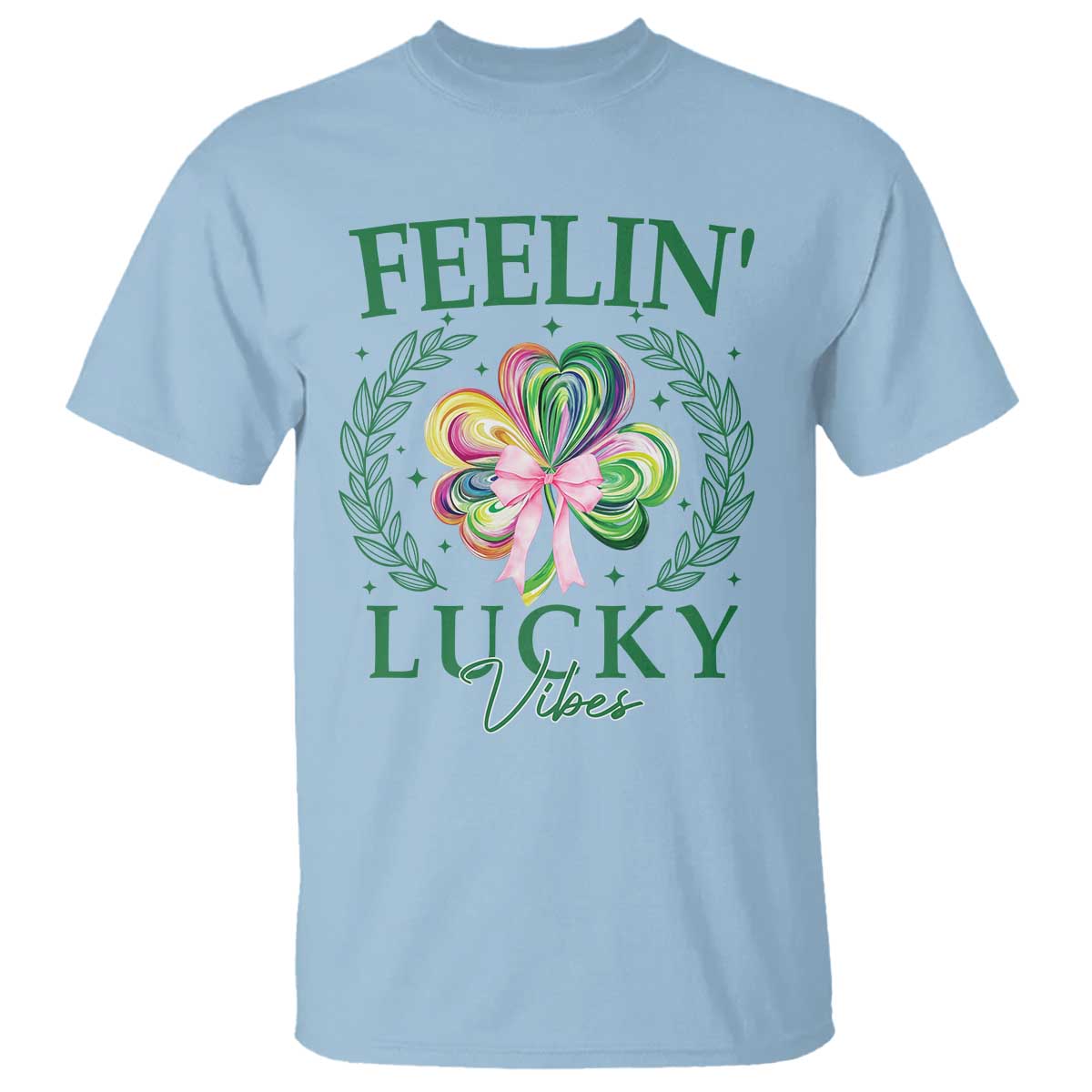 st-patricks-day-t-shirt-feelin-lucky-vibes-shamrock-coquette-bow