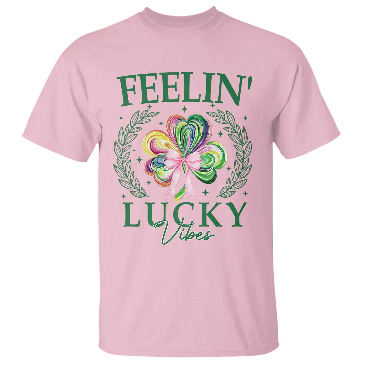 st-patricks-day-t-shirt-feelin-lucky-vibes-shamrock-coquette-bow