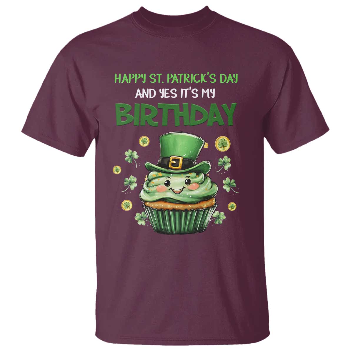funny-st-patricks-day-and-birthday-t-shirt-shamrock-cupcake-leprechaun
