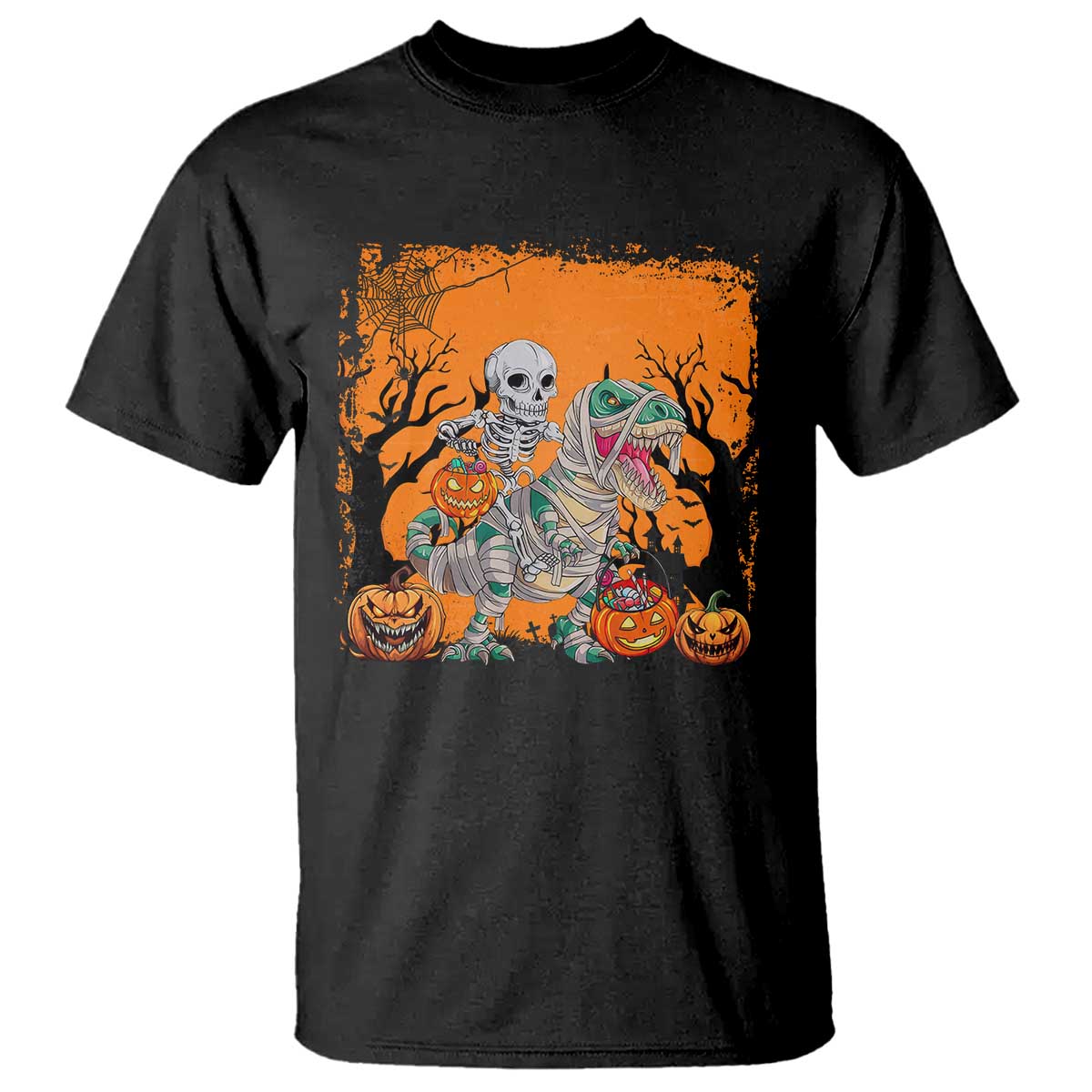 funny-halloween-skeleton-riding-dinosaur-t-shirt