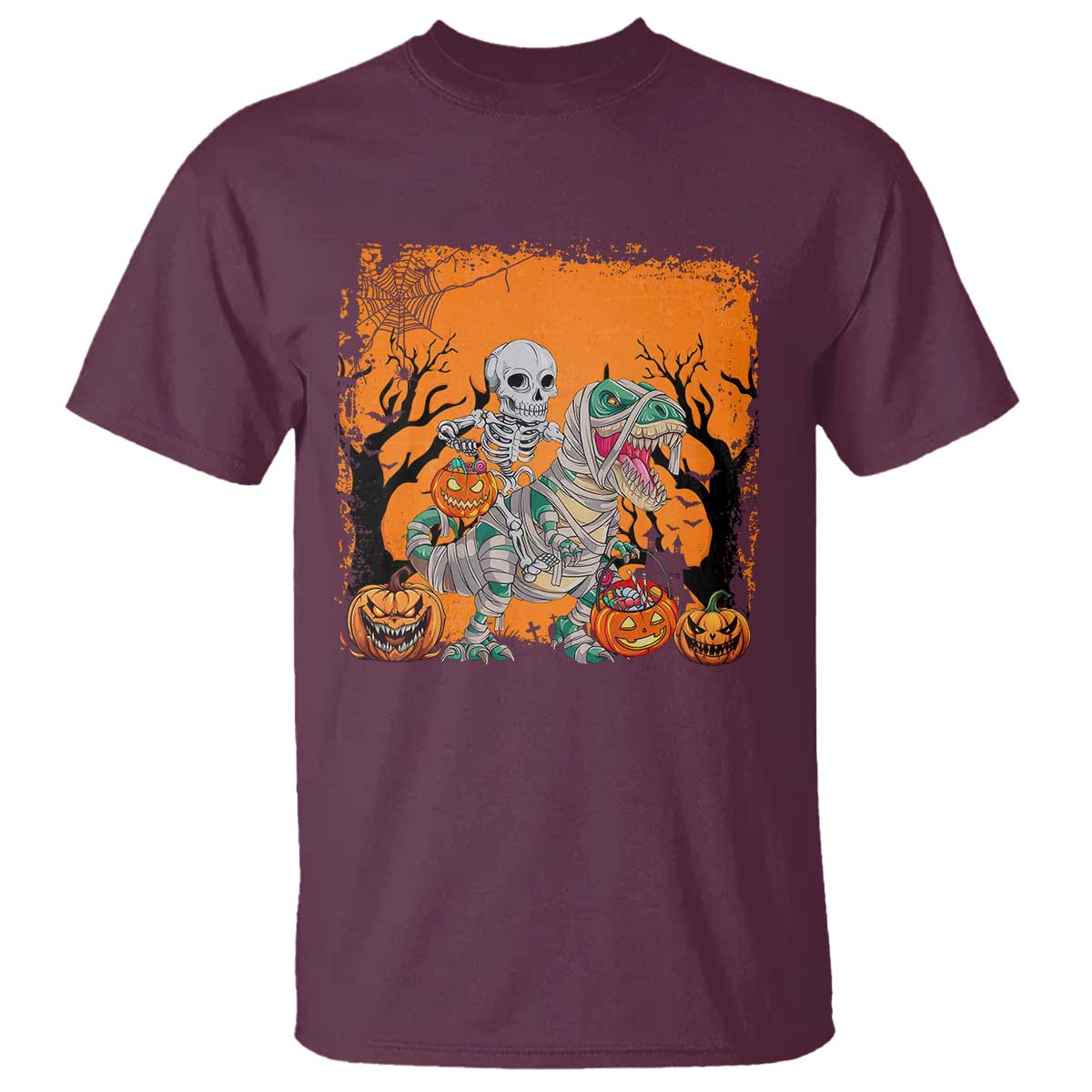 funny-halloween-skeleton-riding-dinosaur-t-shirt
