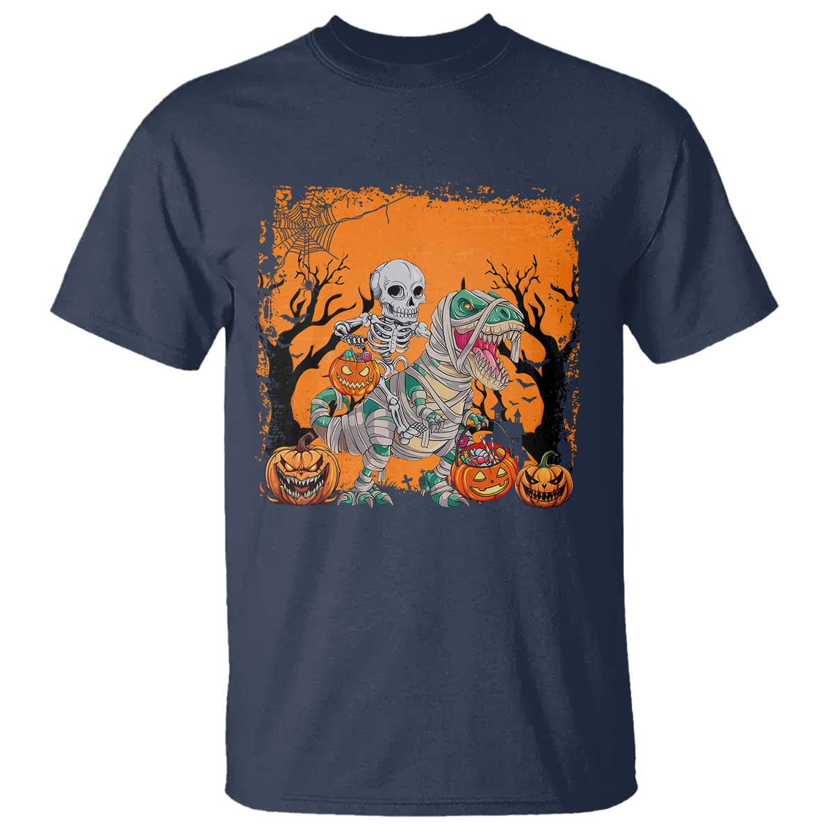 funny-halloween-skeleton-riding-dinosaur-t-shirt